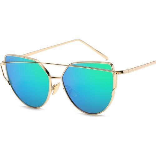 2020 Sunglasses Shades Women Luxury Cat eye Retro Mirror Rose New Gold Vintage Cateye Fashion sun glasses lady Eyewear Trendy