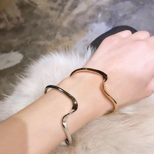 CANZE Women Corrugated Bracelet Japanese Korean Elegant Simple Design Wave Adjustable Bracelet Jewelry