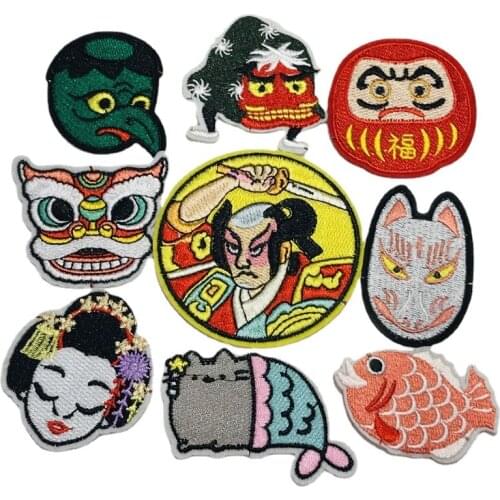 1Pcs Japan Anime Cartoon Embroidered Iron on Patch DIY No Face Man Rabbit Bear Handmade Crochet Sew on Patch Clothes Appliques