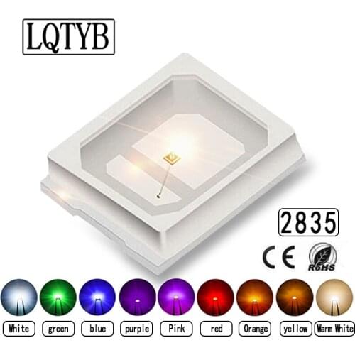 100pcs2835 lamp beads monochrome patch type 0.2W high display LED light-emitting diode lamp beads multi-color optional