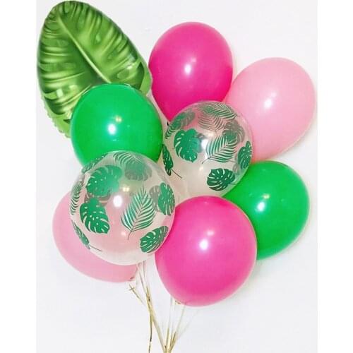20pcs Hawaiian Decor Palm Leaf Balloons Leopard Animal Balloons Safari Party Tropical Jungle Party Decor Birthday Baby Shower