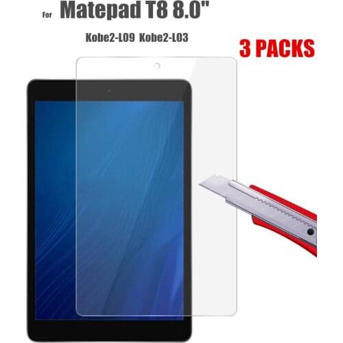 3 Packs Tempered Glass Protector for Huawei Matepad T8 8.0 inch Kobe2-L09 Kobe2-L03 9H Hardness Glass Protector for Matepad T8