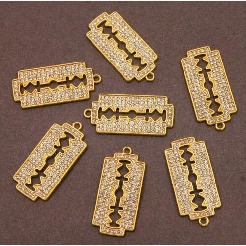 3pcs creative mens mosaic razor pendant ball blade chain DIY mens jewelry steel mens razor pendant wholesale