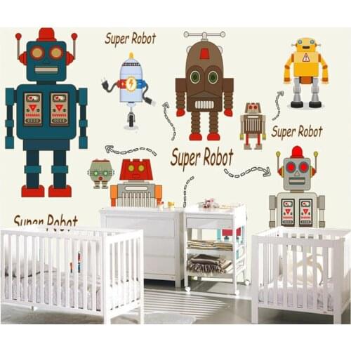 3d photo wallpaper custom mural on the wall Cartoon geometric robot childrens room home decor wallpaper for walls 3 d