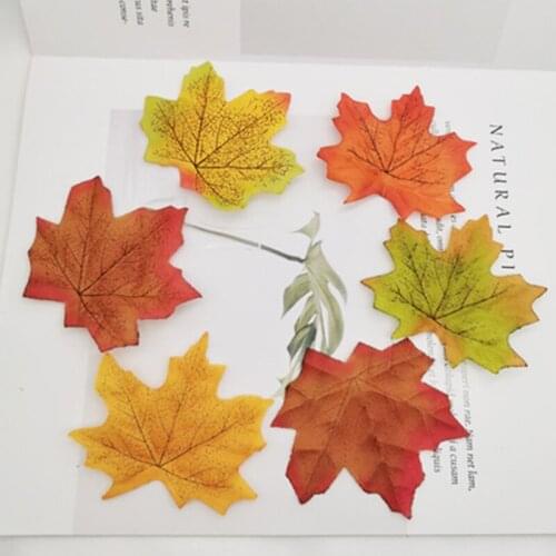 50Pcs/lot Artificial Silk Maple Leaves Multicolor Fake Flower Leaf For Scrapbooking Wedding Party Decoration Scrapbooking Craft