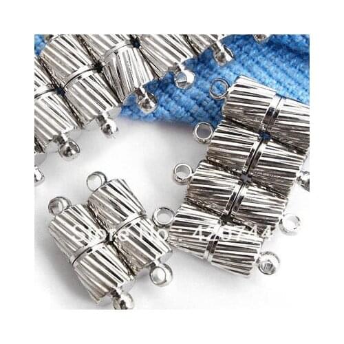 50pcs/Lot Necklace Silver Tone Metal Magnetic 15x5mm Clasps CHIC
