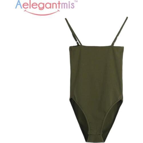 Aelegantmis Spaghetti Strap Sexy Backless Bodysuit Women 2021 Summer Bodycon Camisole Bodysuits Black White Jumpsuits Tops
