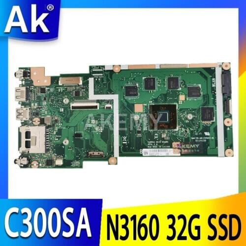 Akemy New C300SA 4GB RAM/N3160 CPU with 32G-SSD Motherboard For ASUS C300S C300SA Laotop Mainboard Motherboard