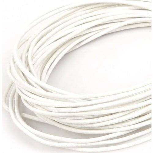 1/1.5/2mm Genuine Leather Cords White Round Rope String Cord For Jewelry Making Bracelet Necklace Craft DIY Jewelry Accessories