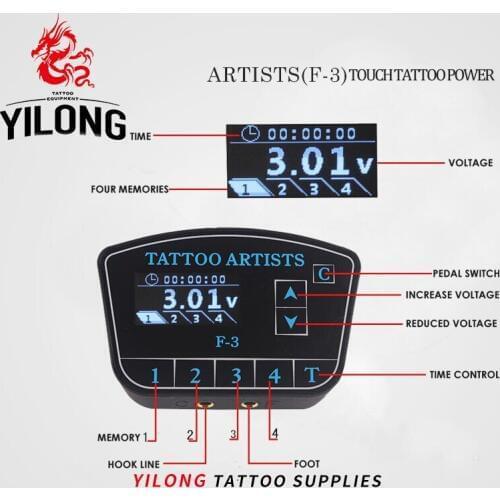 YILONG Digital Tattoo Power Supply High Quality Tattoo Power Supply LCD Display With Plug cord to line tattoos gun free shipping