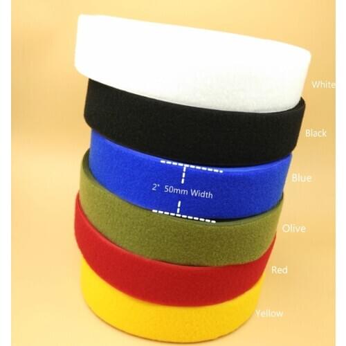 2'' 50mm Width 5M Colorful Sewing On Fastening Tape Hook+Loop For DIY Handmade Shoes Clothes Garments Accessories
