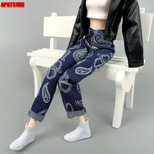 Flower Blue Jeans Pants For Barbie Doll Clothes Outfits Trousers For 1/6 BJD Dollhouse Accessories Casual Wears Kids Toys