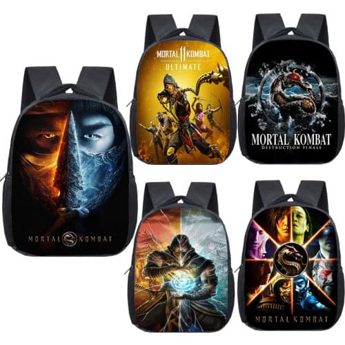 12 Inch Mortal Kombat Childrens Backpack for Boys Kindergarten School Bags Kids Bag School backpacks for girls Zipper Mochila