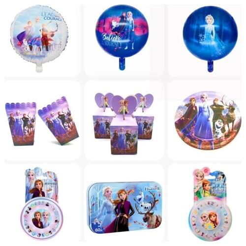 Disney Frozen 2 Anna and Elsa Princess Birthday Party Decorations kids Disposable Tableware Birthday Party Decorations Supplies