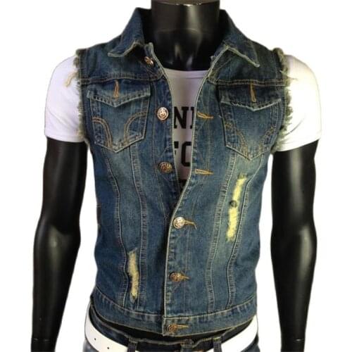 Plus Size Jeans Vests Denim Vest Fleece Vest Mens Gilet Tactical Vests Oversize Gilet Biker Homme Sleeveless Jacket Male Tank