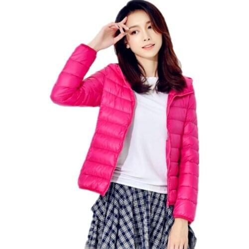 Elegant Winter Women Down Cotton Jacket New Fshion Light Weight Warm Down Coats Plus size Hooded Female Casual Overcoat OK778