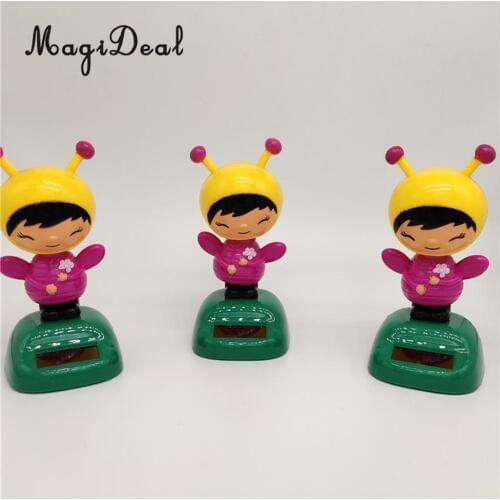 Dancing Bee Girl Figure Model - Solar Power Model Doll Figurine Statue Kid Educational Science Toy Gift Home Decor