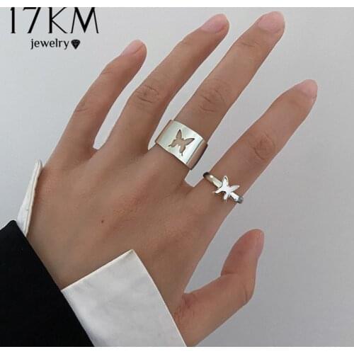 Punk Gold Silver Color Butterfly Opening Ring For Lovers Couples Women Men Hollow Animal Rings Anniversary Gifts Jewelry