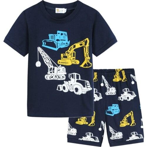 2021 Europe and the United States New Boys Pajamas Suit Space 2Y-7Y Boys and Girls Homewear Two-piece Set