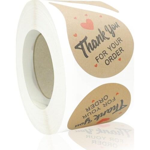 Novel 500pcs Droplet Shape Natural Kraft Thank You for Your Order Sticker Heart Thanks Shopping Small Shop Local Handmade Labels