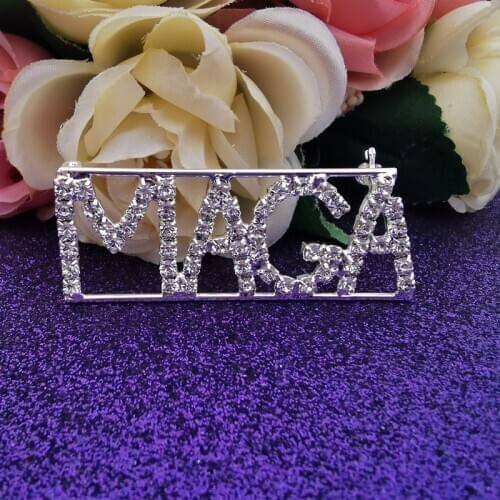 New Jewelry Styles Words" MAGA" Make America Great Again Pins Rhinestone Letters Brooch Unique Gifts for Women or Men