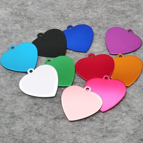Wholesale 100Pcs Heart Aluminum Dog ID Tag Pet Tags Custom Engraved Personalized Name Plate Personalized Collar Pendant Plate