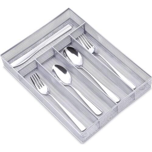 Cutlery Tray Organiser,Utensil Drawer Storage Organizer,Metal Mesh Organiser Tray with Anti-Slip Feet