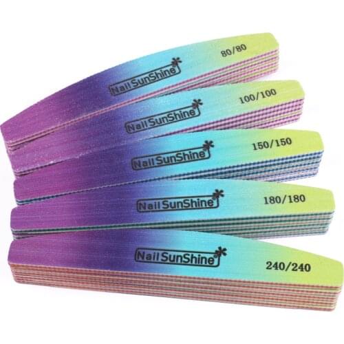 50Pcs Boat Nail Files For Manicure 80/100/150/180/240 Strong Thick Sandpaper Sanding Buffer Professional Care Tool Supplies
