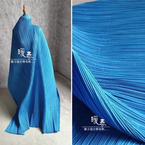 Pleated Fabric Sky Blue Miyake Folds Imitation Cotton Linen DIY Patches Art Painting Decor Skirt Clothes Dress Designer Fabric