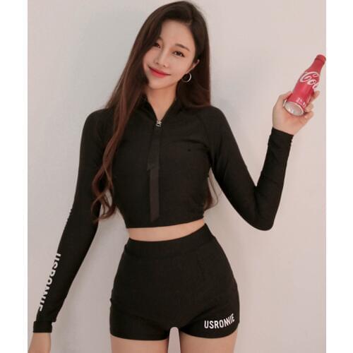 Beachwear 2019 Surf Shirt Woman Swimwear Rash Guards Bath Suits Long Sleeve Swimsuit For Women Korea Sports Underwire Bracket