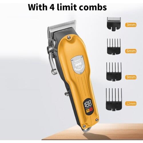 Professional Noise Reduction KEMEI Retro Adult Oil Head Metal Engraving Hair Clipper LED Display KM-802 Home Electric Clippers