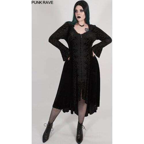 Chinoiserie Dark velvet burning out long coat DY1296 Big size clothes,plus size