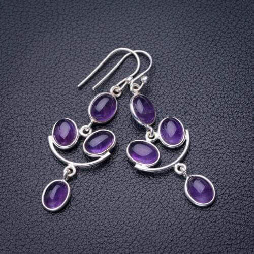 StarGems Natural Amethyst Handmade 925 Sterling Silver Earrings 1.75" D7123