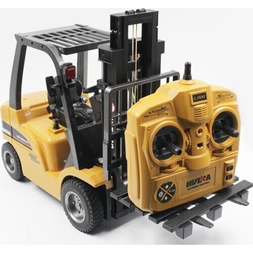 HUINA TOYS 1577 1/10 8CH Alloy RC Forklift Truck Crane Truck Construction Car Vehicle Toy with Sound Light Workbench Lift RTR