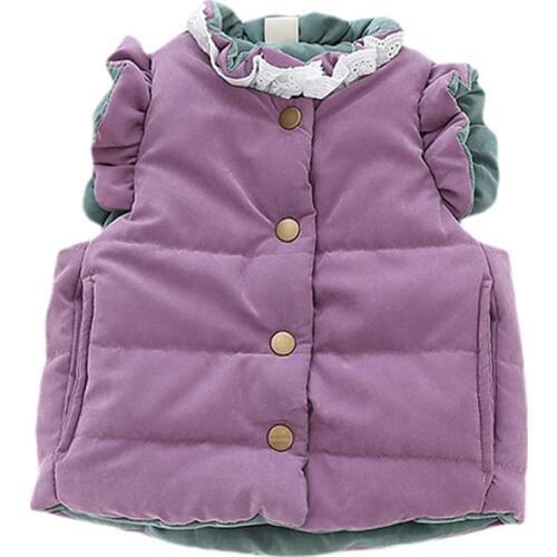 Childrens Vest Girls Winter Spring Warm Vests Sweet Waistcoat for Baby Girls Back Bowknot Cartoon Baby Clothes Kid Tops Jackets