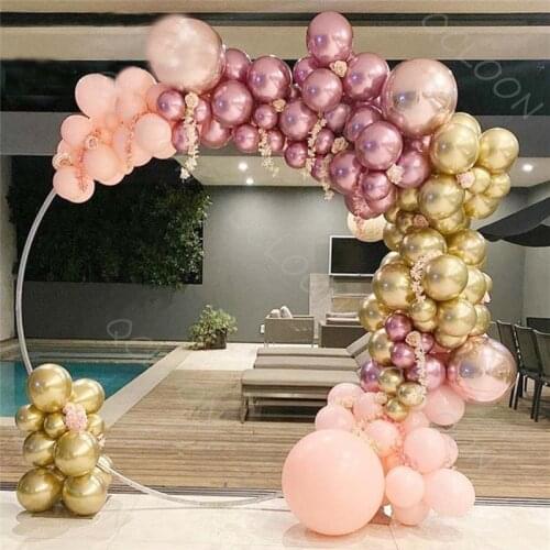 1set 131pcs Mixed Gold Rose Red Chrome Balloon Garland Set Multi-size Balloons Chain Set Wedding Birthday Party Decorations Glob