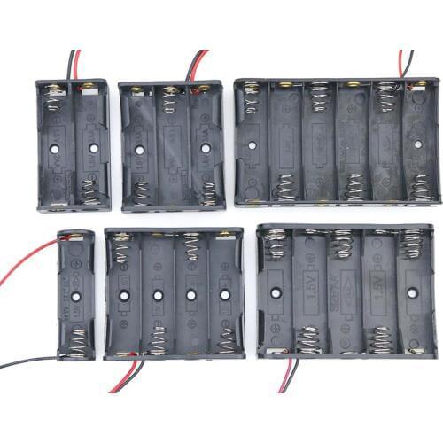 1 pcs 1.5V AA Battery Holder Case Box switch 1/ 2 / 3 / 4 / 5 / 6 slot Red Black Wire Leads