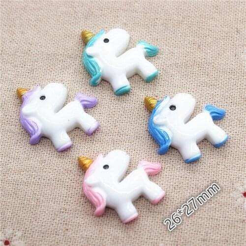 10pcs New Arrival Hot Selling Resin Cute Unicorn Horse Flatback Miniature Art Supply DIY Craft Scrapbooking,26*27mm