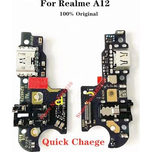100% Original USB Charging Port Dock MIC Flex cable For OPPO Realme A12 Quick Charge Charger Plug With Microphone Headphone Jack
