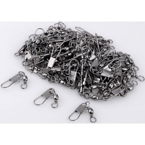100x Barrel Swivel with Safety Snaps Fishing Connector Hook Connector 4#-10# Fishing Swivels with Snap