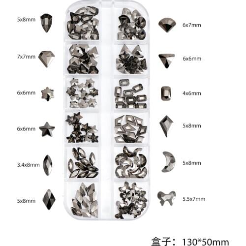 12 Grids Crystal Rhinestones Nail Art Decoration Studs Mix Color Strass Jewelry Diy 3D Nail Accessories