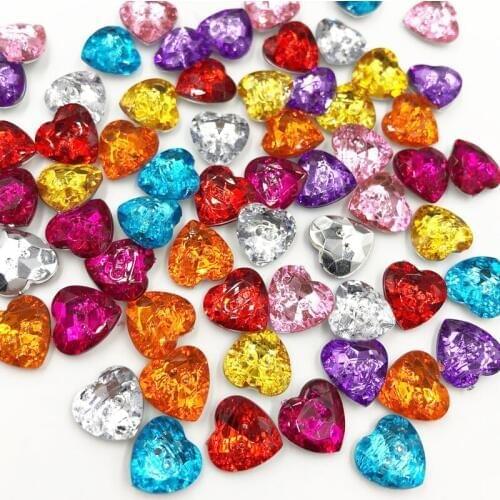 13MM Heart Acrylic Buttons Flatback 2 Holes Apparel Bags Shoes Sewing Accessories DIY Crafts 50pcs/package
