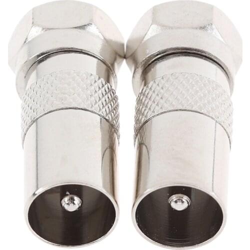 2Pcs/lot F Type Male Plug Connector Socket To RF Coax TV Aerial Male Adapter High Quality