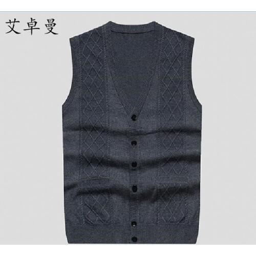 Mens vest sweaters casual fashion wool knitted single breasted men cashmere cardigan vest