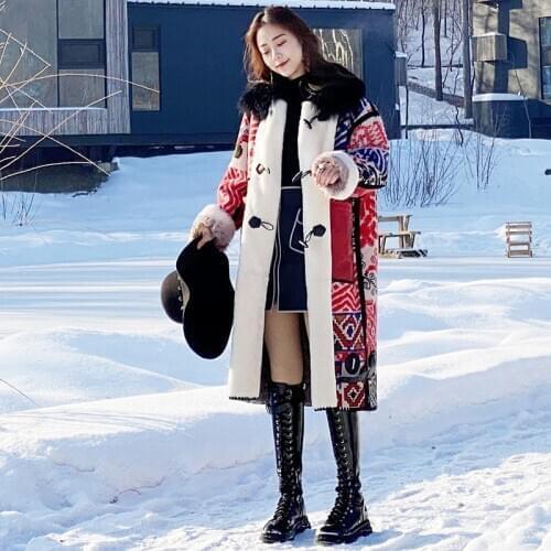 2021national style long sheepskin wool splicing high end fur