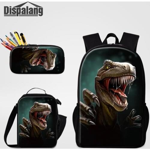3Pcs/Set Fashion Animal Dinosaur Print Jurassic World Children School Bags 16 inch School Backpack for Boys Girls Kids Schoolbag