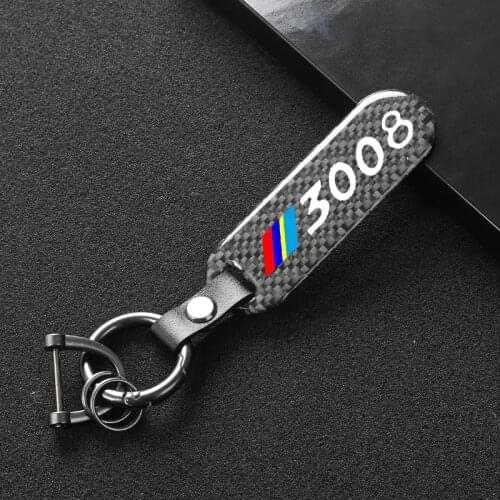 Carbon fiber Car Key Chain 360 Degree Rotating Horseshoe Rings For Peugeot 206 208 306 307 308 407 508 2008 3008 Peugeot Car