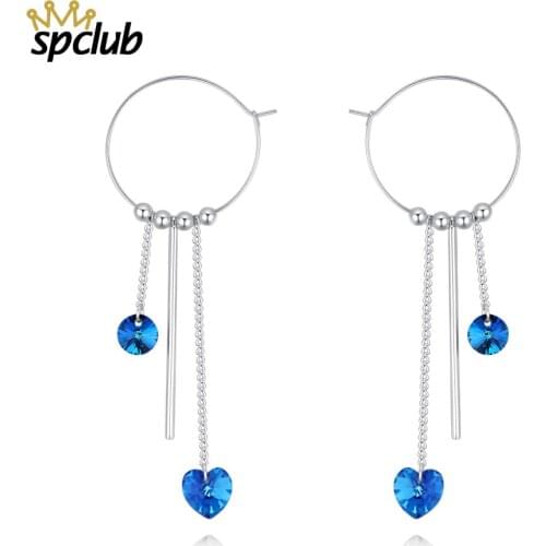 Statement Earrings Crystals From Swarovski Tassel Earrings For Women Round Dangle Earrings Drop Modern Art Fashion Jewellery