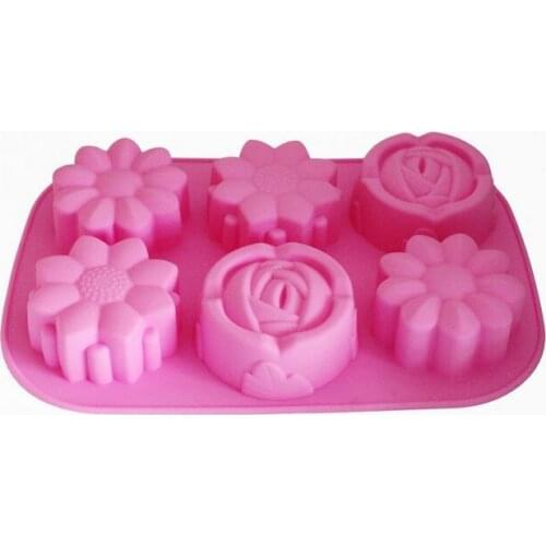 Flexible Mixed Flowers Silicone Mould for Handmade Soap Cupcake Muffin Chocolate Molds