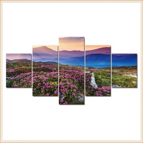 HD 5 Pieces Scenic Snow-capped and Lakes Pictures Posters Wall Art Home Decor for Living Room Painting Wall Art Anime Poster